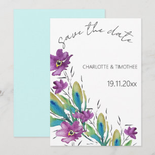 Elegant Bohemian Floral Wasserfarbe Handbemalt Save The Date