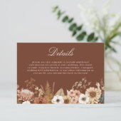 Elegant Bohemian Floral Wedding Details Begleitkarte (Stehend Vorderseite)