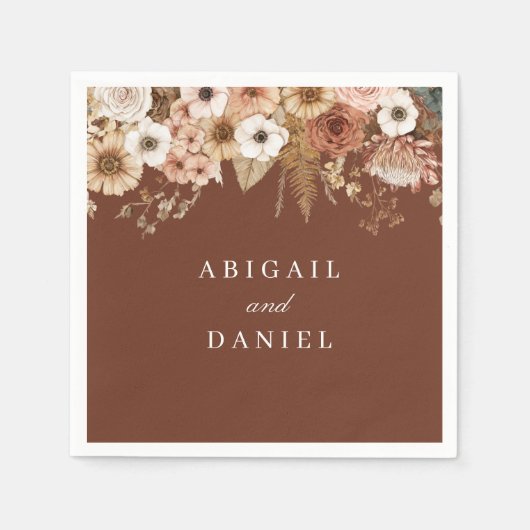 Elegant Bohemian Floral Wedding Serviette (Vorderseite)