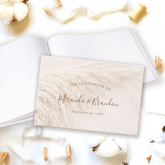 Elegant Bohemian Pampas Grass Wedding Gästebuch