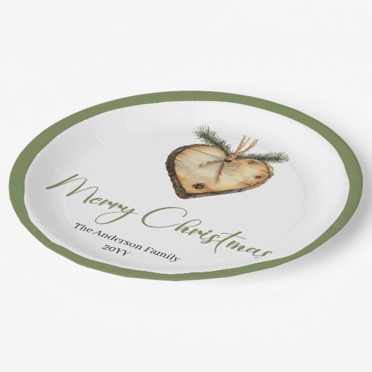 Elegant Bohemian Pine Wreath Festive Holiday Plate Pappteller (Schrägansicht)