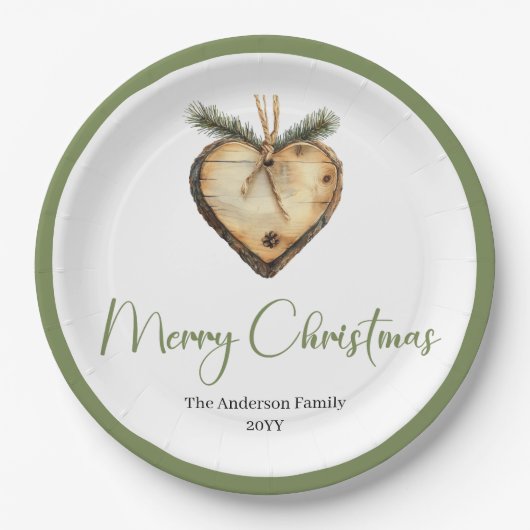 Elegant Bohemian Pine Wreath Festive Holiday Plate Pappteller (Vorderseite)