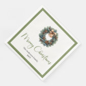 Elegant Bohemian Pine Wreath Festive Holiday Serviette (Ecke)
