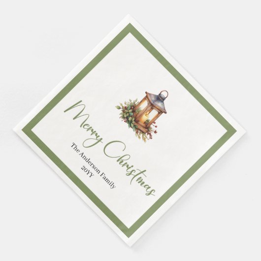 Elegant Bohemian Rustic Christmas Lantern Napkins Serviette (Ecke)