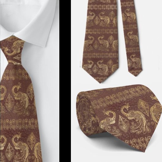 Elegant Bohemisch Boho Rose Gold Peacock Neck Tie Krawatte