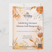 Elegant Bohemisch mit Watercolor Florals und Gold Einladung (Vorderseite)