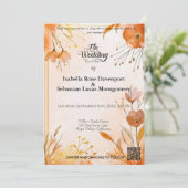 Elegant Bohemisch mit Watercolor Florals und Gold Einladung (Stehend Vorderseite)