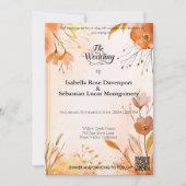 Elegant Bohemisch mit Watercolor Florals und Gold Einladung (Vorderseite)