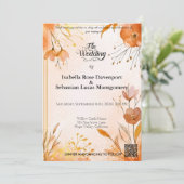 Elegant Bohemisch mit Watercolor Florals und Gold Einladung (Stehend Vorderseite)