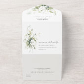 Elegant Boho Abstrakte weiße Blumenhochzeit All In One Einladung (Außenbereich)