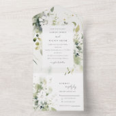 Elegant Boho Abstrakte weiße Blumenhochzeit All In One Einladung (Innen Boden)