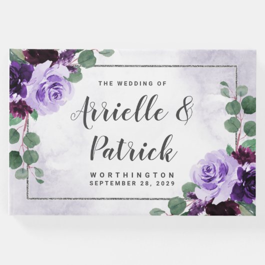 Elegant Boho Airy Lila und Silberhochzeit Gästebuch (Vorderseite)