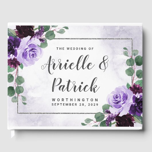 Elegant Boho Airy Lila und Silberhochzeit Gästebuch (Vorderseite)
