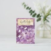 Elegant Boho Amethyst Crystal Jewelry Display Visitenkarte (Stehend Vorderseite)
