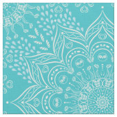 Elegant Boho Aquamarin Blue Mandala Stoff (Nahaufnahme)