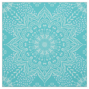 Elegant Boho Aquamarin Blue Mandala Stoff