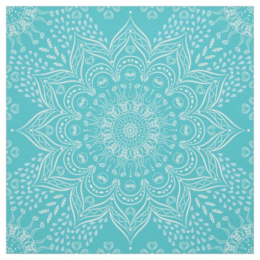 Elegant Boho Aquamarin Blue Mandala Stoff (Muster)