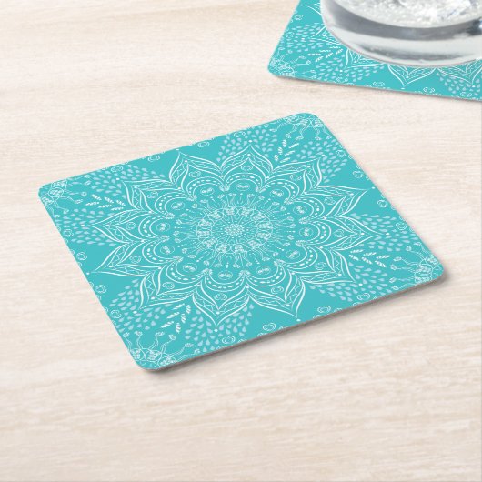 Elegant Boho Aquamarin Blue Mandala Untersetzer (angewinkelt)