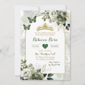 Elegant Boho Arch Sage Green Royal Quinceañera Einladung (Vorderseite)