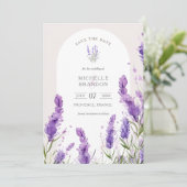 Elegant Boho Arch Wildblume Lavender Purpl Summer Einladung (Stehend Vorderseite)