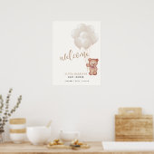 Elegant Boho Bear Balloon Baby Dusche Begrüßungsze Poster (Küche)