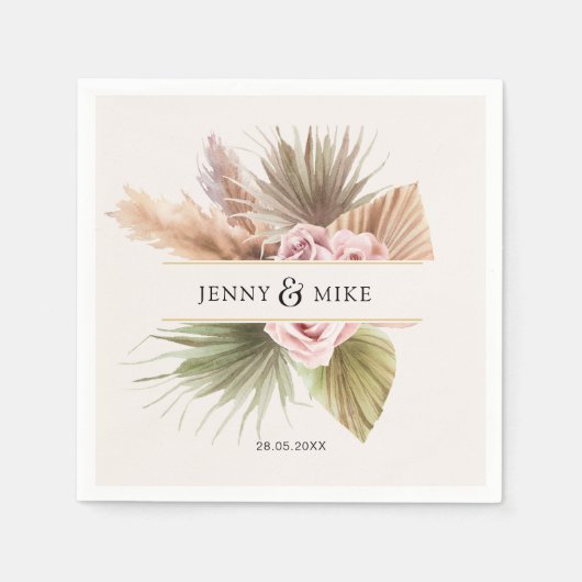 Elegant, Boho, Beige & Earth Tones Wedding Serviette (Vorderseite)