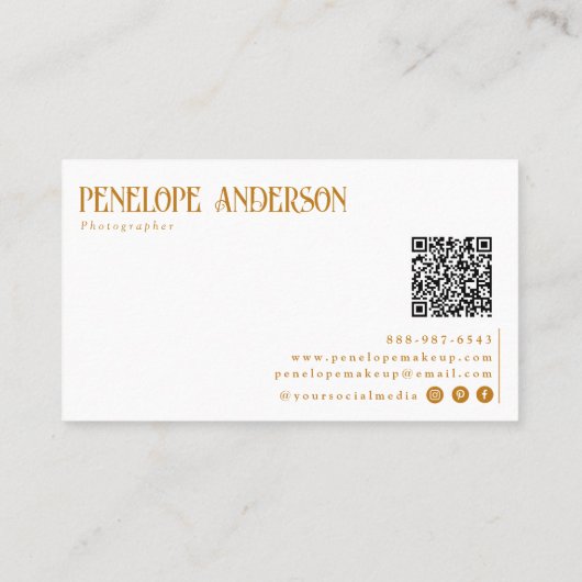 Elegant Boho Beige Neutral QR Code Minimal Modern Visitenkarte (Rückseite)