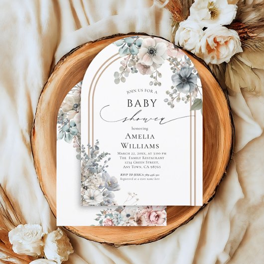 Elegant Boho Beige und Weiße Arche Blüte Einladung