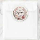 Elegant Boho Best Mom Ever Sticker - Pink Floral W (Tasche)