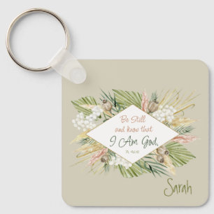 Elegant Boho Bible Verse "Be Still and Know" Schlüsselanhänger