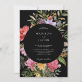 Elegant Boho Black Dutch Floral Wedding Einladung (Vorderseite)