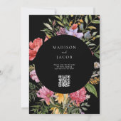 Elegant Boho Black Dutch Floral Wedding Einladung (Rückseite)