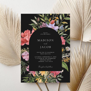 Elegant Boho Black Dutch Floral Wedding Einladung