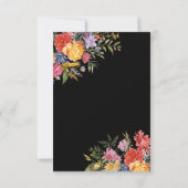 Elegant Boho Black Dutch Floral Wedding RSVP Karte (Rückseite)