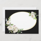 Elegant Boho Black Floral Gold Wedding Monogram Dankeskarte (Rückseite)