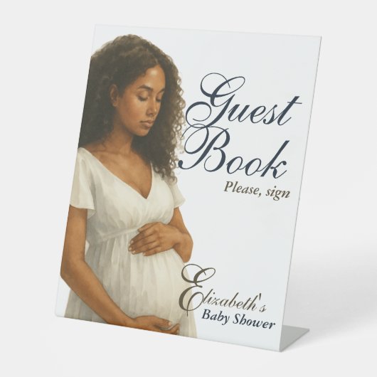 Elegant Boho Black Mama zu Gast Book Sockelschild (Vorderseite)