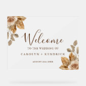 Elegant Boho Bloral Accent Wedding Willkommen Matt Acrylschild (Vorderseite)