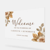 Elegant Boho Bloral Accent Wedding Willkommen Matt Acrylschild (Winkel)