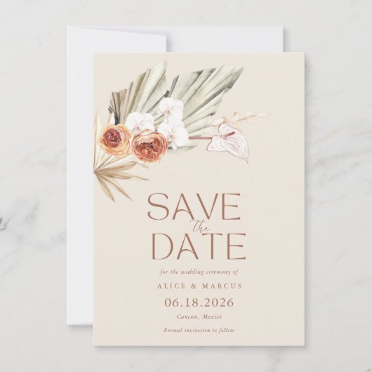 Elegant Boho Bloral Wedding speichern das Datum Save The Date (Vorderseite)