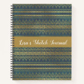 Elegant Boho Blue and Gold Stripe Sketch Notizblock (Vorderseite)