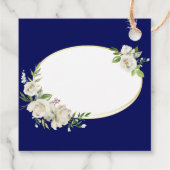 Elegant Boho Blue Floral Gold Wedding Monogram Geschenkanhänger (Rückseite)
