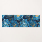 Elegant Boho Blue Gold Floral Mandala Yogamatte (Vorderseite (Horizontal))
