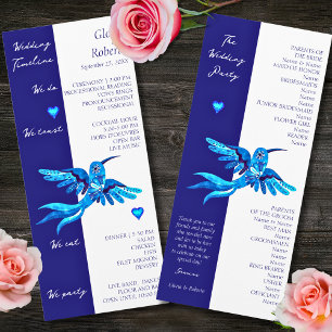 Elegant Boho Blue Hummingbirds Mexican Wedding Programm