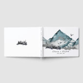 Elegant Boho Blue Mountain Forest Wedding Gästebuch (Voll)