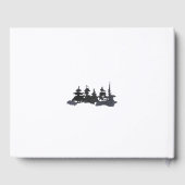 Elegant Boho Blue Mountain Forest Wedding Gästebuch (Rückseite)