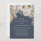 Elegant Boho Blue Pampas Grass Wedding Einladung (Vorderseite)