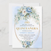 Elegant Boho Blue Peonies 15th Birthday Digital  Einladung (Vorderseite)