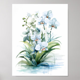 Elegant Boho Blue Watercolor Poster