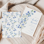 Elegant Boho Blue Wildblume Bridal Brunch Einladung