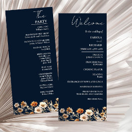 Elegant Boho Blue Wildblume Wedding Program Card Einladung